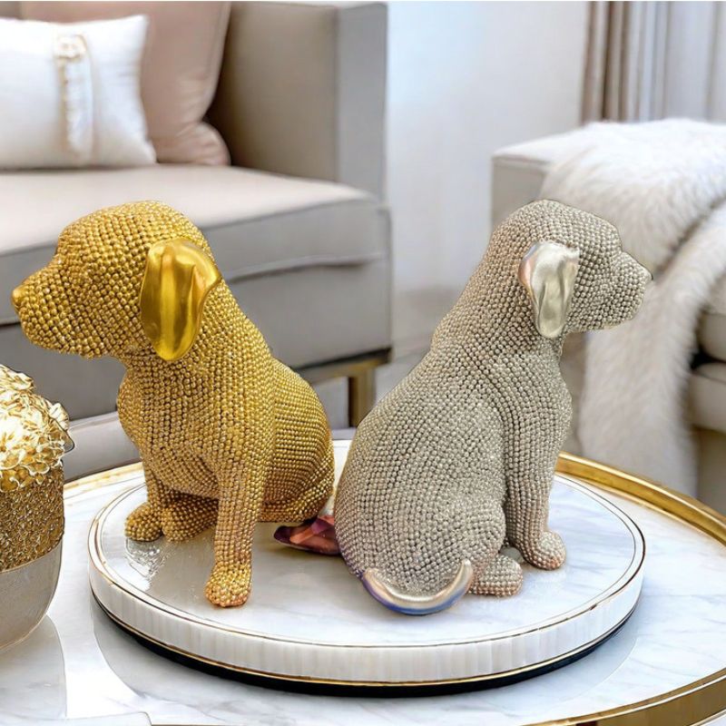 Estatueta Decorativa de Cachorro Texturizada